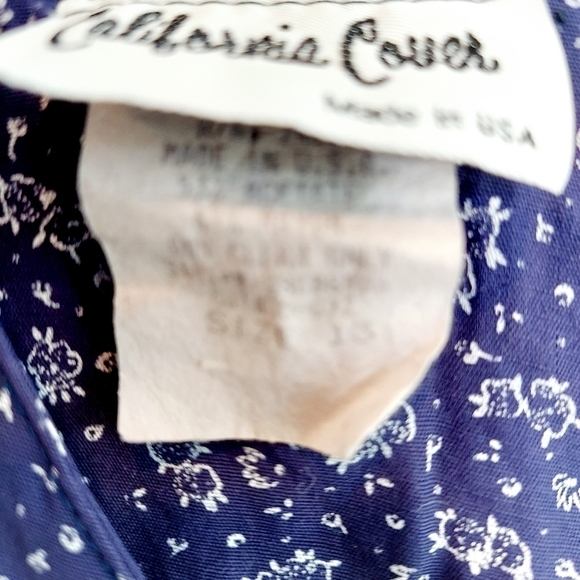 Vintage California Cover Y2K Babydoll Dress Navy Blue Floral Made in the USA - Picture 4 of 9